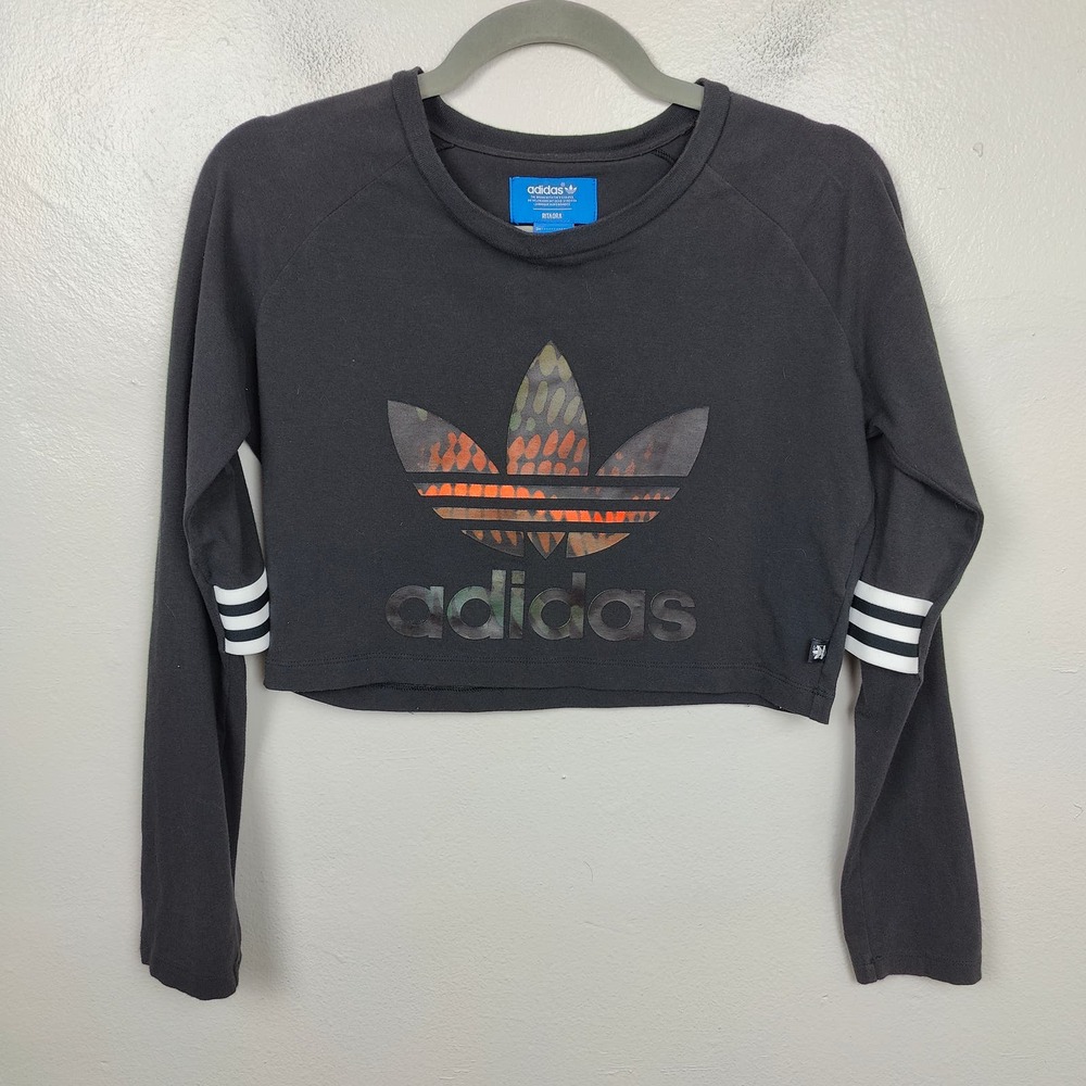 Adidas Originals Rita Ora Trapeze Cropped T-Shirt Womens Large Black Pullover